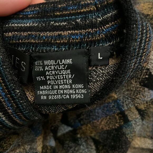 Jhane Barnes Vintage Wool Blend Sweater Size Large Crewneck Geometric Print - Picture 8 of 8